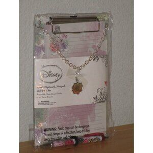 Disney Necklace Mini Clipboard Notepad and Pen Set Removable Chain Charm New